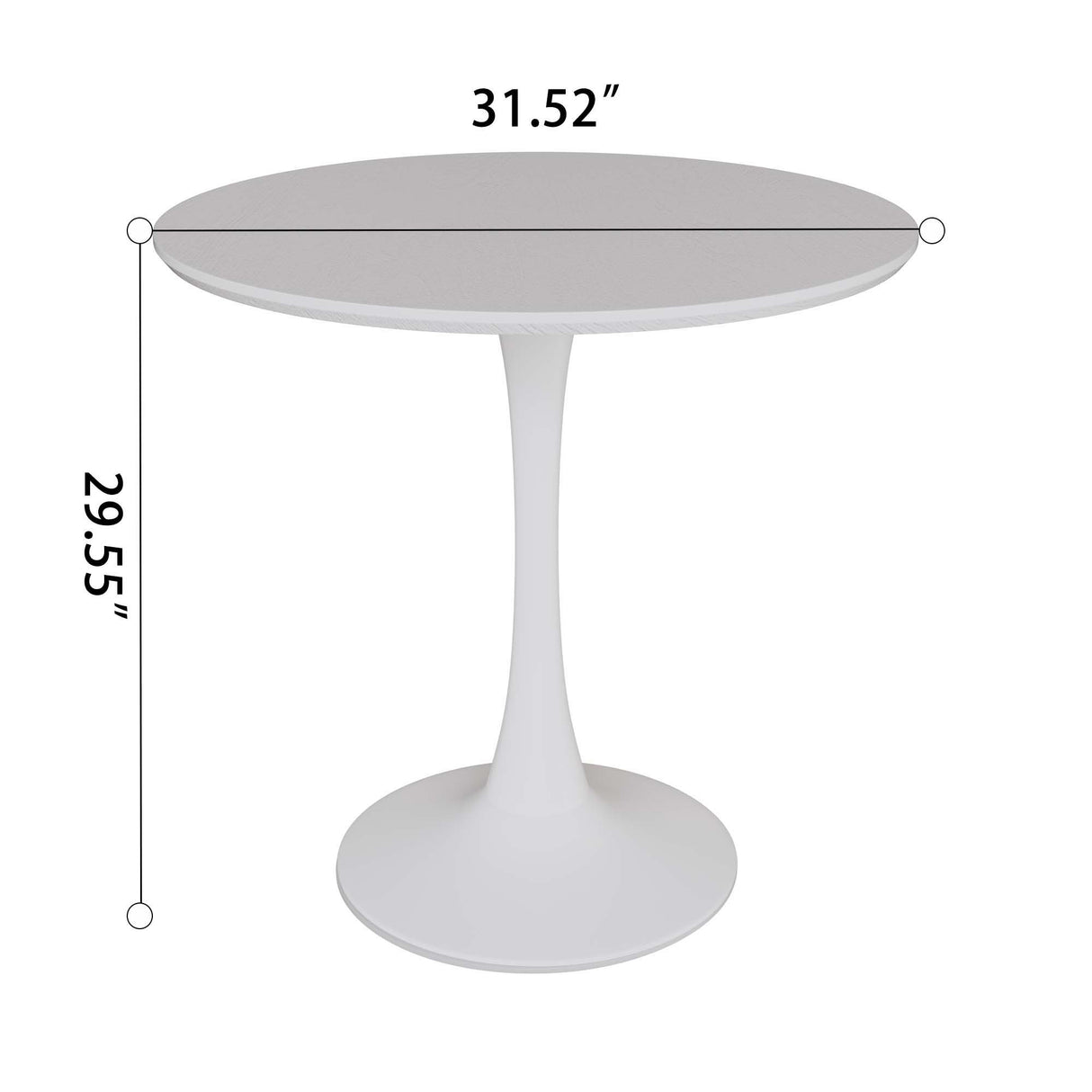 Round Dining Table Set With Tulip Design And 2 Chairs