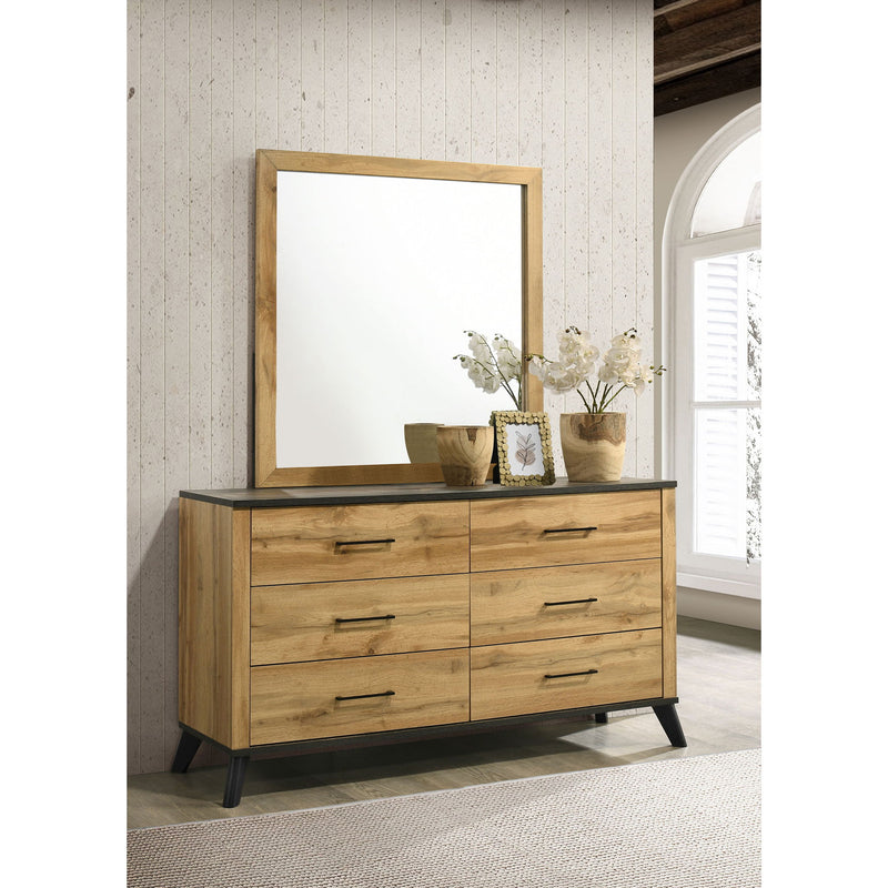 Georgina - 6 Drawer Dresser With Mirror - Natural Wood