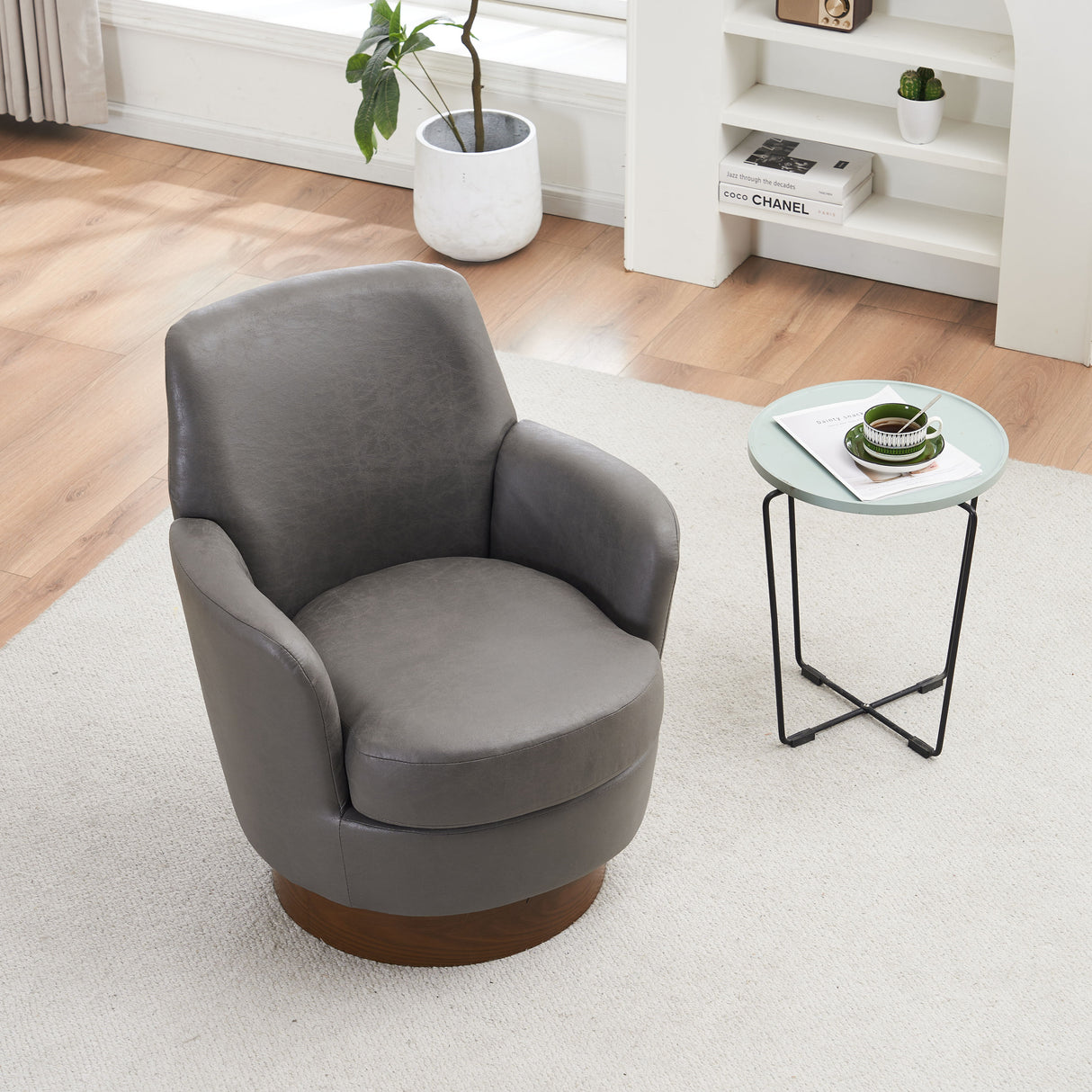 Swivel Accent Chairs Armchair With Stainless Steel Base