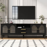 Retro TV Stand With Fluted Glass Doors