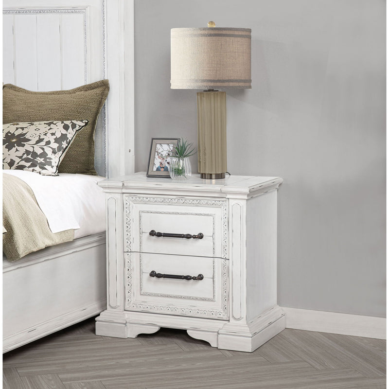 2 Drawer Nightstand With Dual USB Charging Ports - Vintage