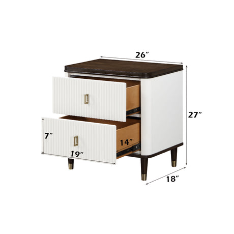 Carena - Night Stand With USB - White / Walnut