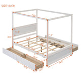 Canopy Platform Bed With Drawers, Support Slats, No Box Spring Needed