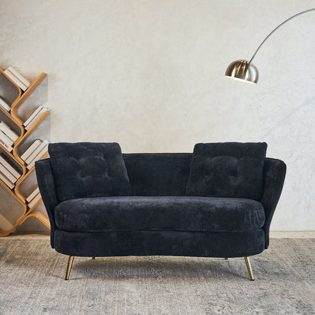Loveseat Sofa, Upholstered Couch With Metal Legs