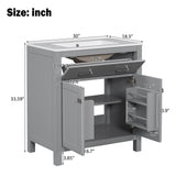 Bathroom Vanity With Ceramic Sink, Modern Single Bathroom Cabinet With 2 Doors And A Shelf, Soft Close Doors