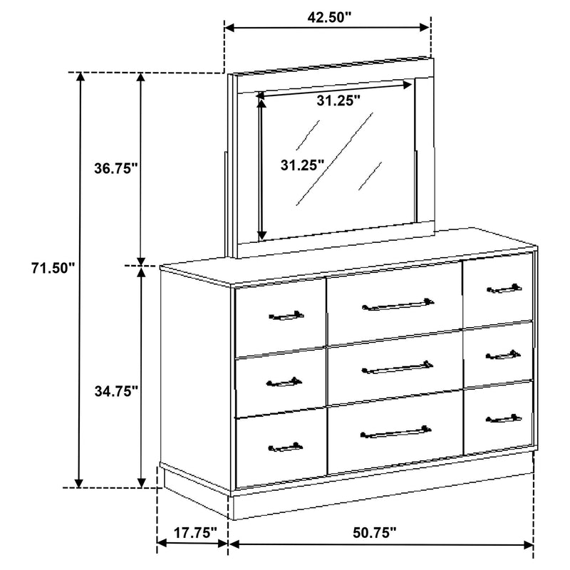 Edmondson - 9 Drawer Dresser With Mirror - Natural / Gray