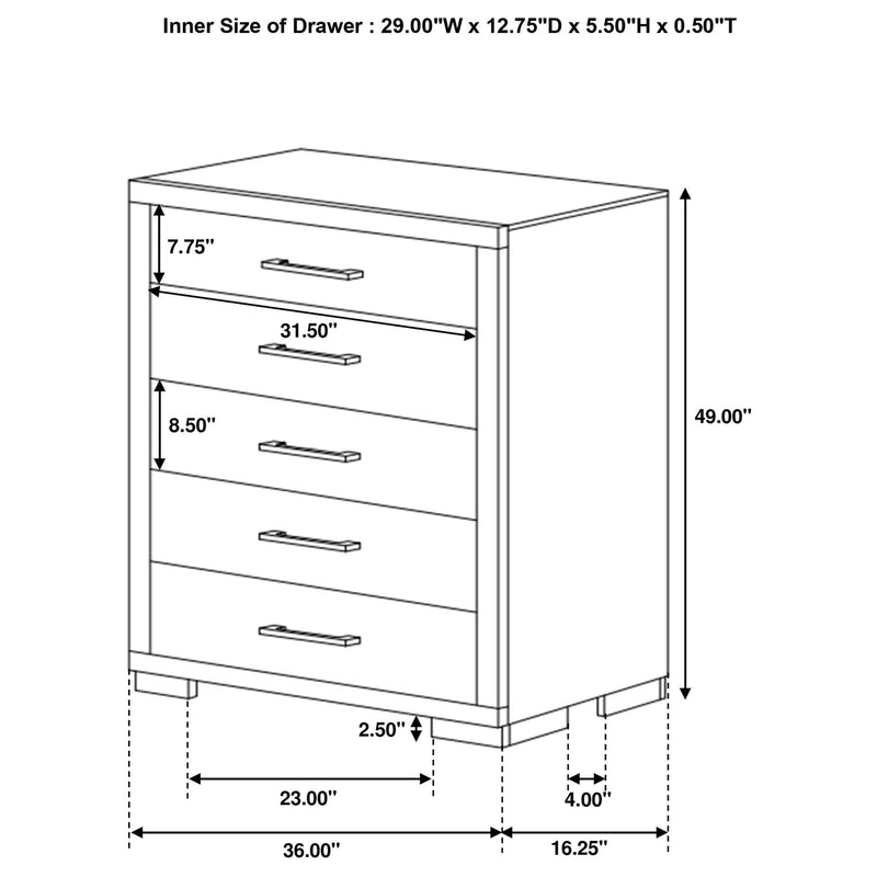 Polk - 5 Drawer Bedroom Chest