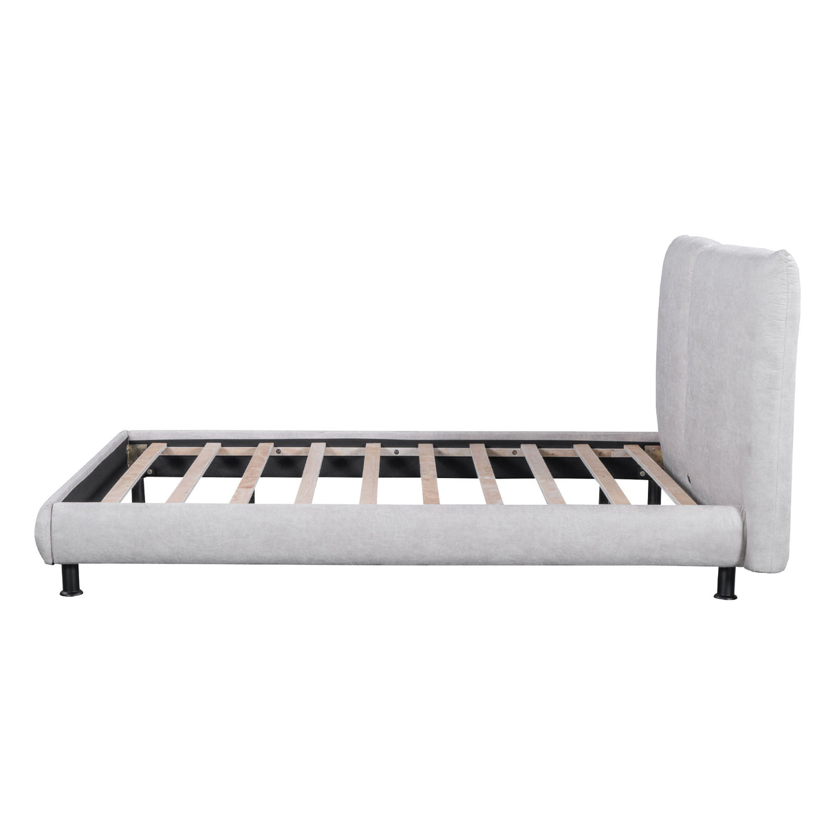 Upholstered Platform Bed With 2 Large Headrests And Thick