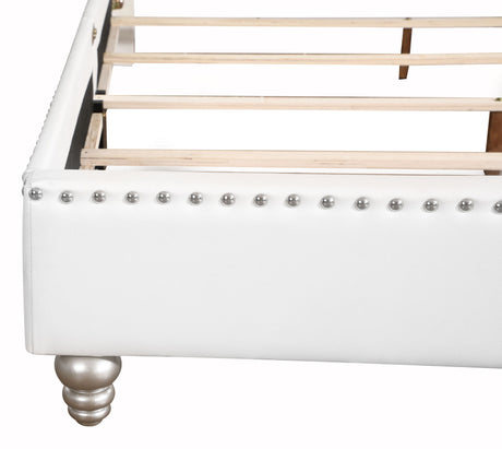 Tufted Transitional Upholstered Bed - White