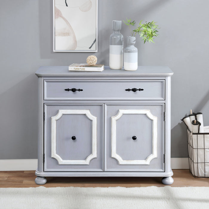 Grey 2-door Accent Cabinet with 1 Drawer