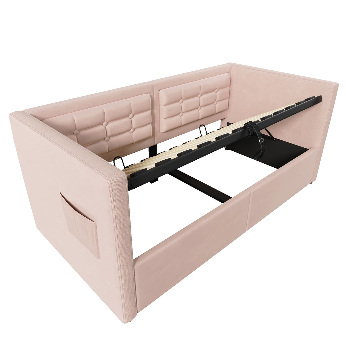 Upholstered Hydraulic Storage Daybed With USB & Type C Charging