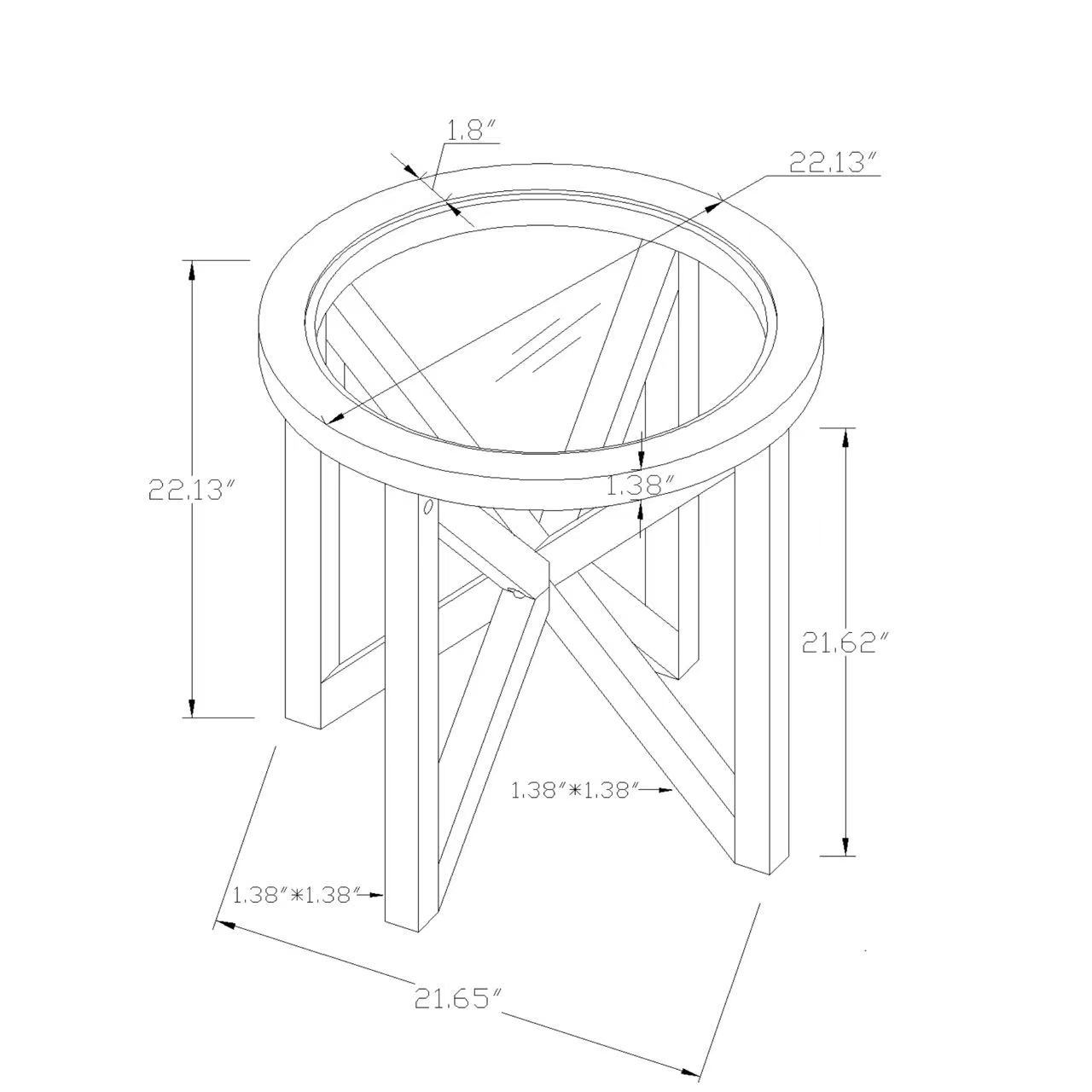 Modern simple glass coffee table, tempered glass coffee table solid wood base round transparent glass top modern living room terrace study coffee table