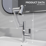 Bathroom Sink Faucet With Spray Function And Temperature Display, Anti Skid Switch, 360 Degree Rotary, Brass Material - Chrome