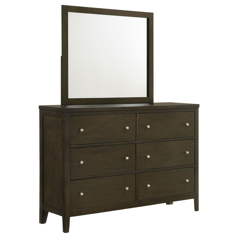 Clement - 6 Drawer Dresser With Mirror - Dark Coffee