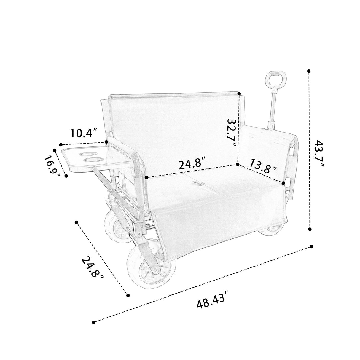3 In 1 Folding Wagon With Bench Seat & Rear Mounted Tabletop - Orange