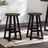 Rustic Distressed Round Dining Stool