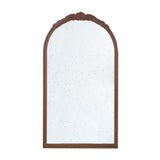 Hand Carved Rose Antique Mirror Frame, Wood Arch Mirror Wall Decor For Living Room