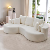 2 Piece Fabric Cloud Curved Sectional Sofa With Chaise For Living Room