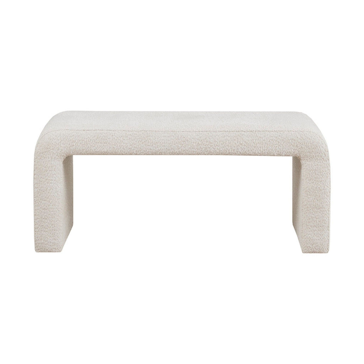 Modern Boucle Waterfall Bench Cream Upholstered Solid Wood Frame