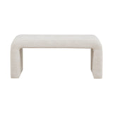 Modern Boucle Waterfall Bench Cream Upholstered Solid Wood Frame