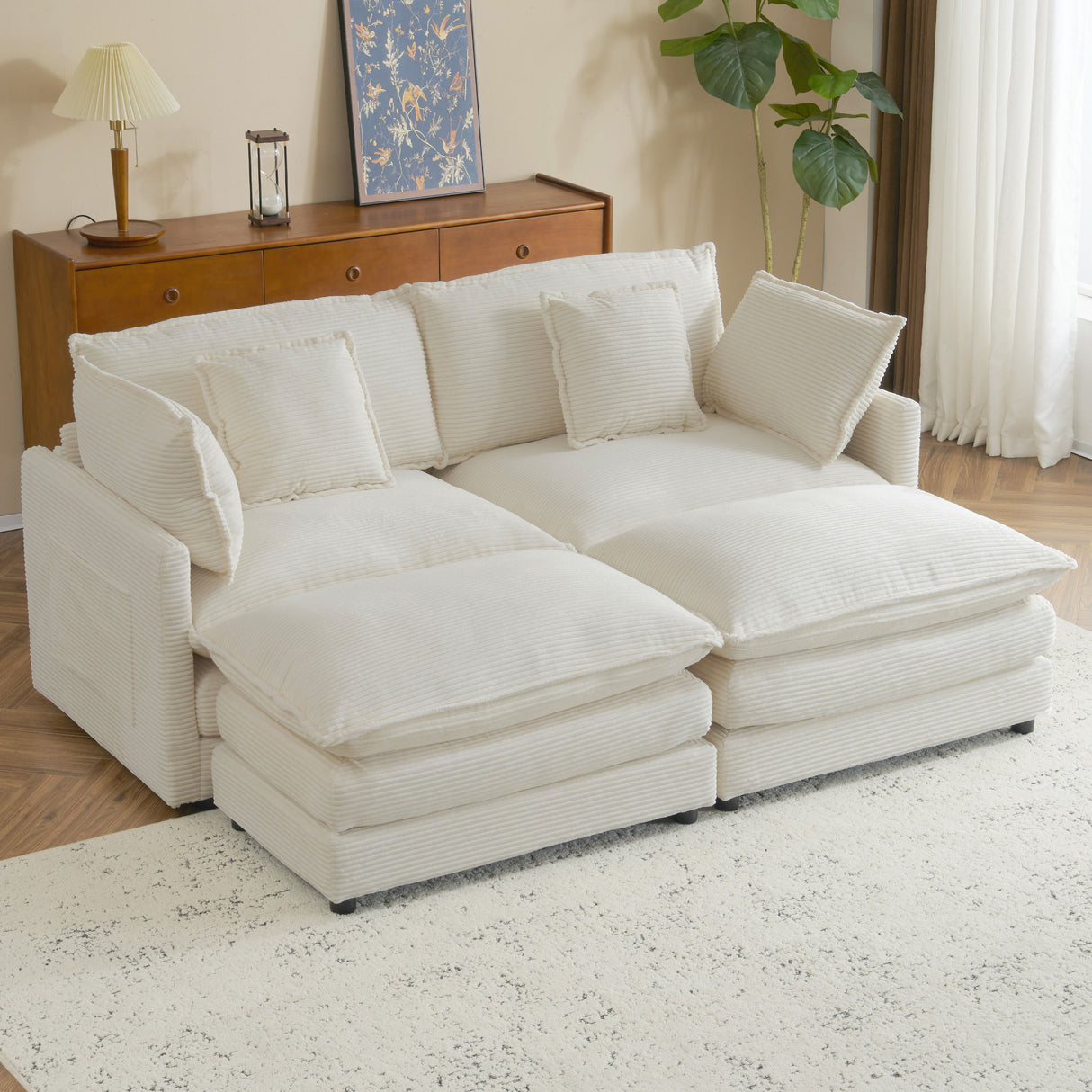 Modern Modular Sectional Sofa With Side Storage Pockets For Living Room