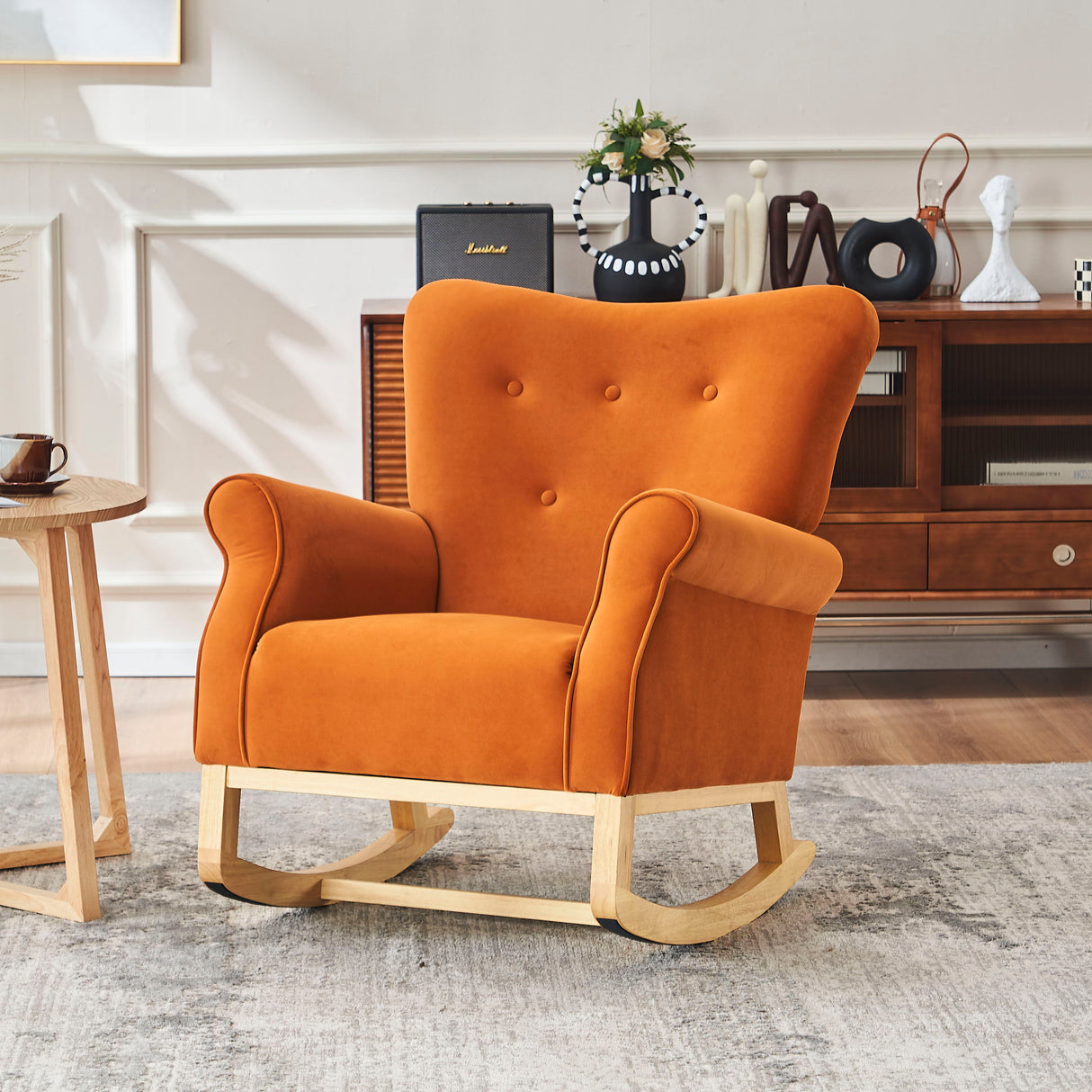 Modern Rocking Chair, Upholstered Accent Chair For Nursery, Small Contemporary Rocke