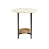 Oval End Table With Metal Legs - White / Natural