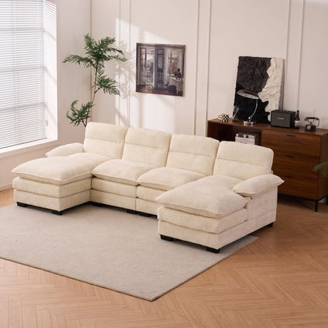 U - Shaped Profile Modular Sofa, Including 2 Single Seats And 2 Chaise