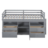 Loft Bed With 4 Drawers, Underneath Cabinet And Shelves