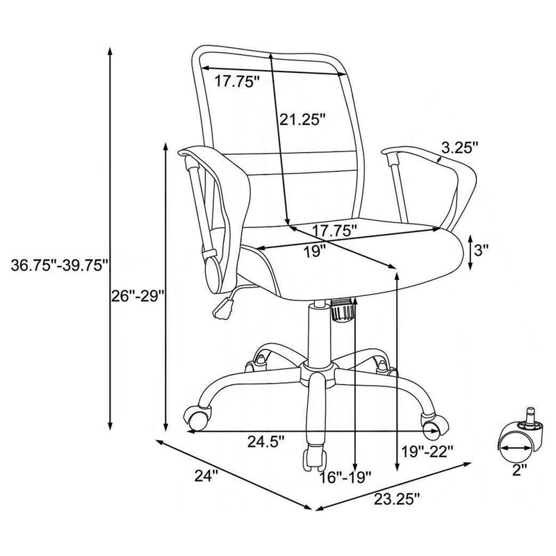 Swivel Office Chair With Base Adjustable Height - Black