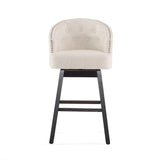 Mellifluous - 360 Degree Swivel Bar Stool With Stunning Nailhead Trim, (Set of 2)