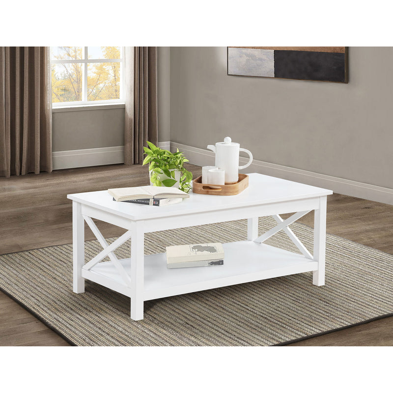 Slater - Lift Top Coffee Table With X Frame Design - White