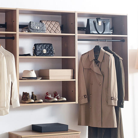 Devi - Wall Mounted Wood Closet System With Modular Versatility And Warm - Oak