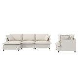 Living Room Set Modular Sectional Couch, Upholstered Sofa & Armchair & Movable Ottoman
