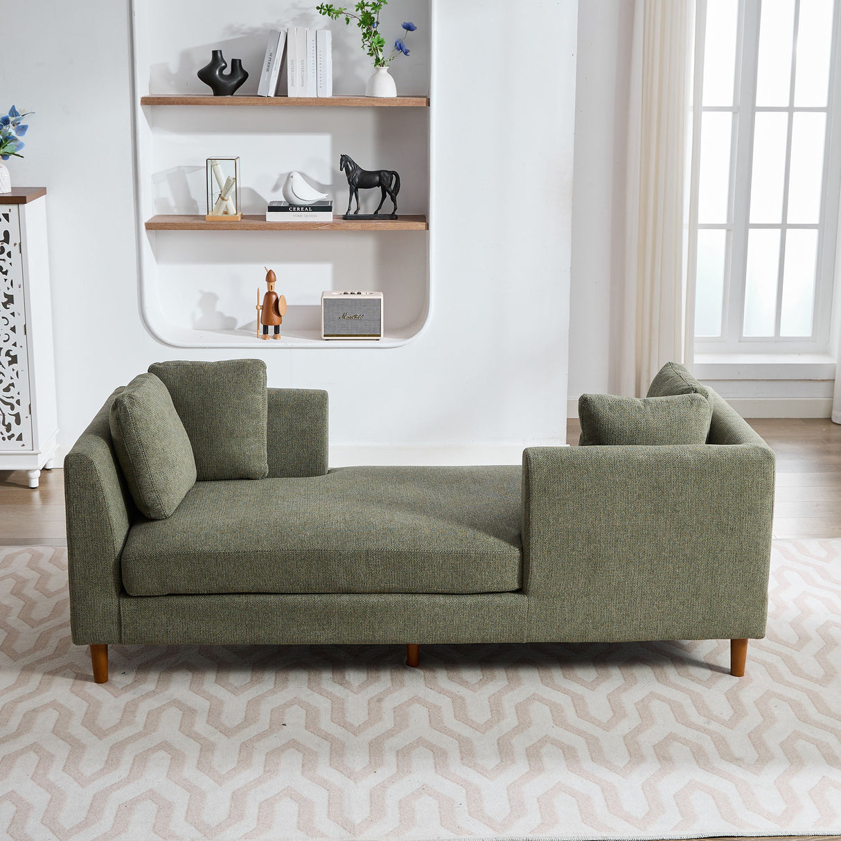 Wide Modern Double Sided Upholstered Chaise Lounge