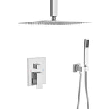 Modern Dual Shower Head System With 16" Ceiling Mount Finish, Stainless Steel And Brass