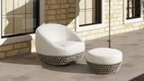 Willow - Round Upholstered Patio Ottoman - Beige