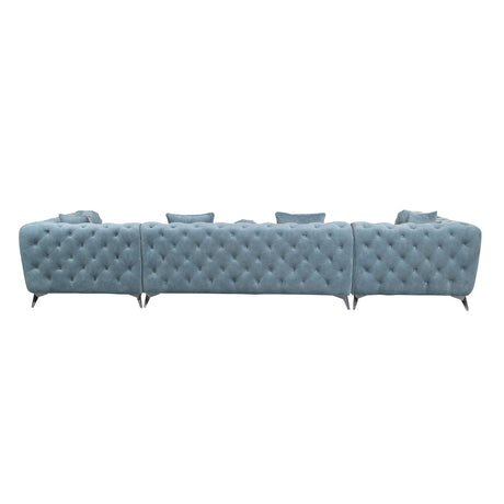 Zerah - Sectional Sofa With 7 Pillows - Dusty Blue