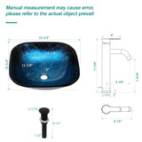 Artistic Vessel Sink With Faucet And Pop Up Drain - Blue