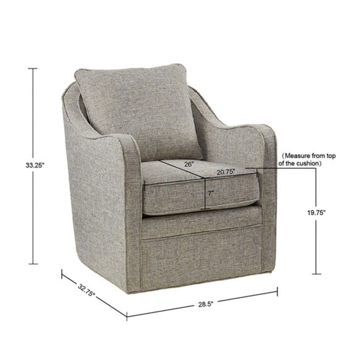 Wide Seat Swivel Arm Chair With 360 Degree Rotation