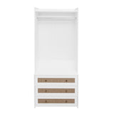 Wardrobe With 3 Drawers High Wardrobe Armoire With Rattan For Living Room Organizer - White