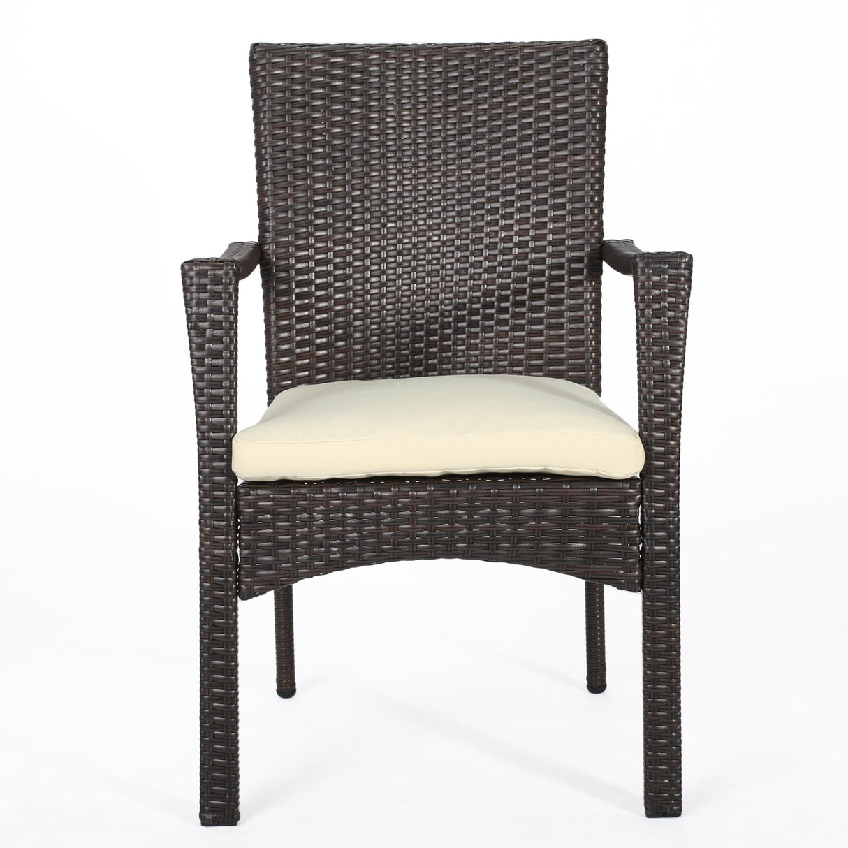 3 Piece Bistro Set With Water Resistant Cushions And 2 Chairs - Brown Multi