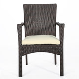 3 Piece Bistro Set With Water Resistant Cushions And 2 Chairs - Brown Multi