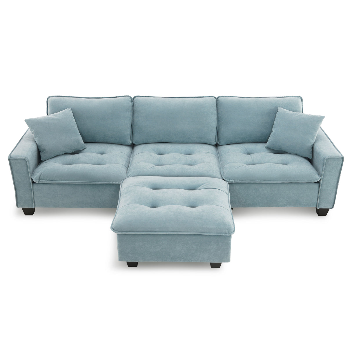 Modern Convertible Sectional L Shaped Reversible Couch Set With Free Pillows 4 Seat Suede Sleeper Sofa With Ottoman