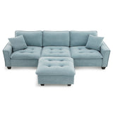 Modern Convertible Sectional L Shaped Reversible Couch Set With Free Pillows 4 Seat Suede Sleeper Sofa With Ottoman