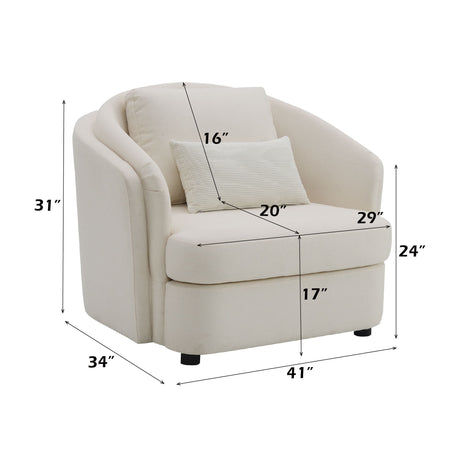 Mariko - 3 Piece Living Room Set Sofa Loveseat Chair - Beige