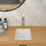 Vertical Undermount Bathroom Sink With Overflow - White