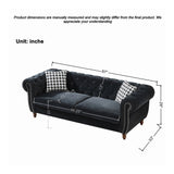Chesterfield 3 And 2 Seater Velvet Upholstery Sofa With Roll Armrest & Nailhead Fabric Couch