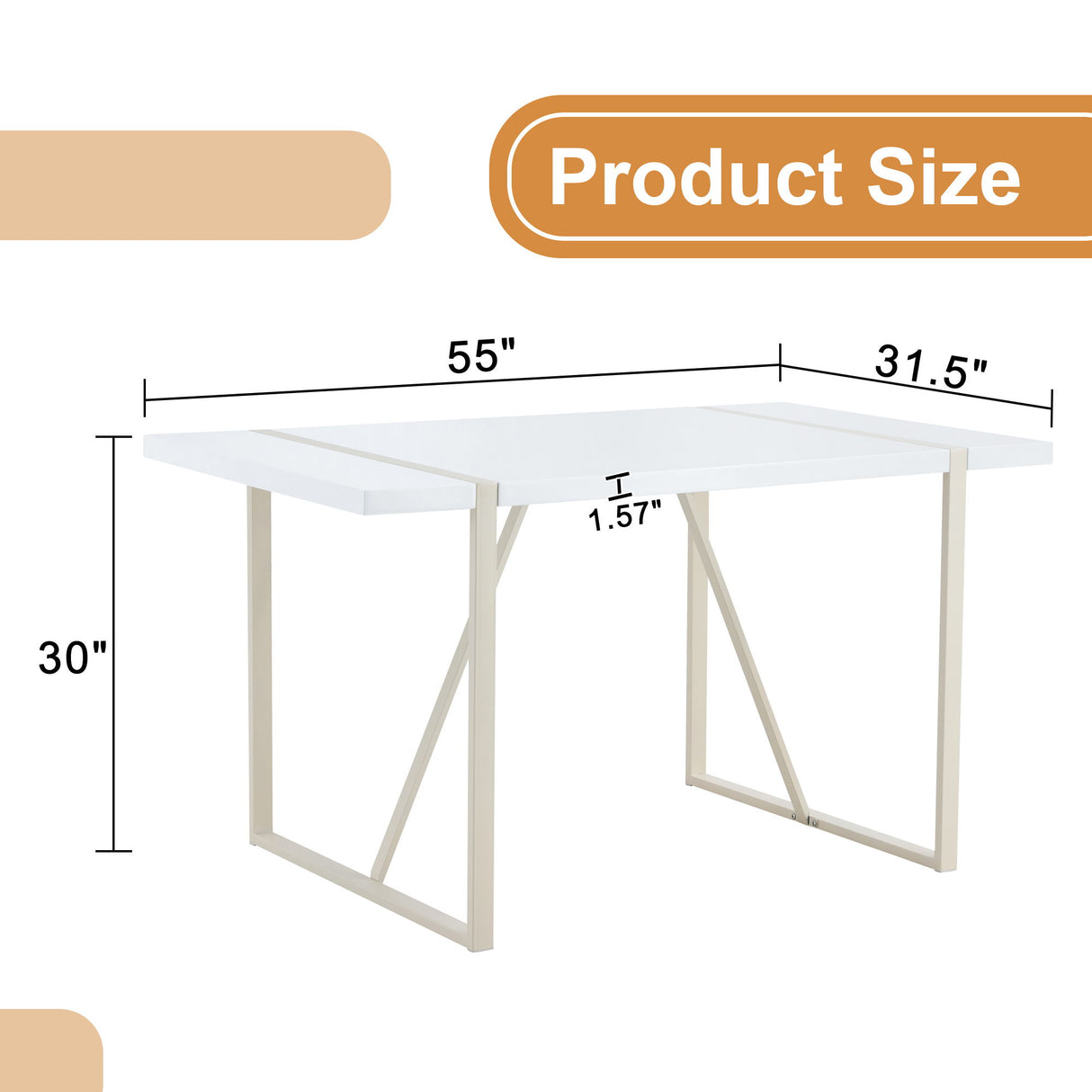 Industrial Rectangular Dining Table For 4 - 6 People