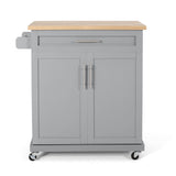 Negley - Contemporary Kitchen Cart With Wheels - Gray